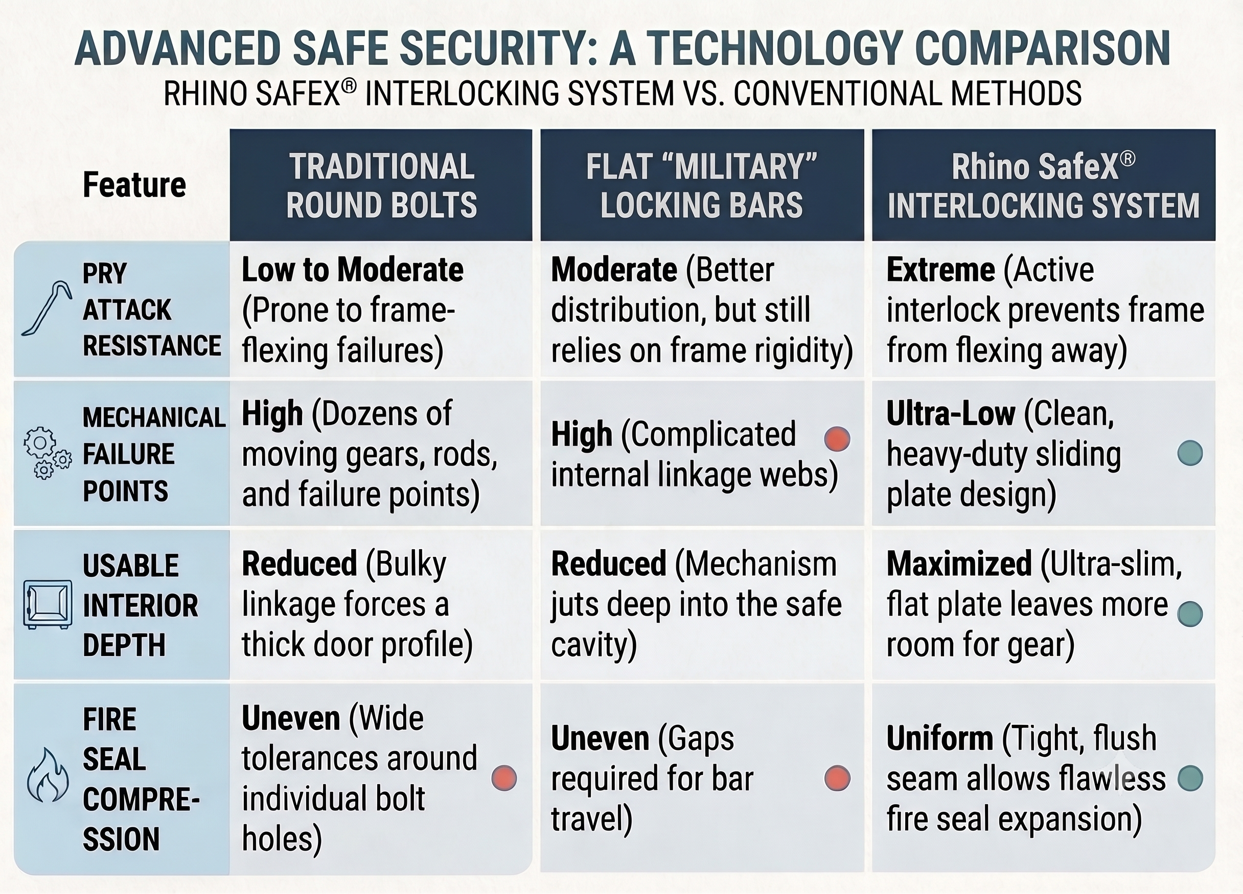 SafeX Infographic safex comparison to traditional bolts and bars in a safe